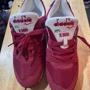 Diadora N.9000 Burgundy/White Athletic Sneakers